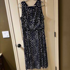 Jessica Howard Navy Polka Dot Sleeveless Midi Dress